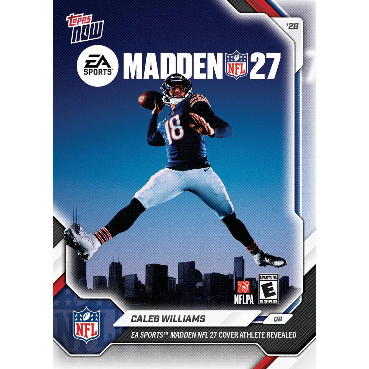 2026 Topps NOW NFL Caleb Williams - EA Sports Madden NFL 27 Cover Athlete Revealed