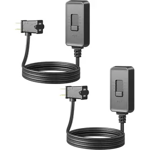 Plug in Dimmer Switch for Lamp, Table Lamp Dimmer for Dimmable LED/CFL Lights and Incandescent Bulbs, Full Range Slide Control, Dimmer Extension Cord, UL Listed, Black, 2 Pack