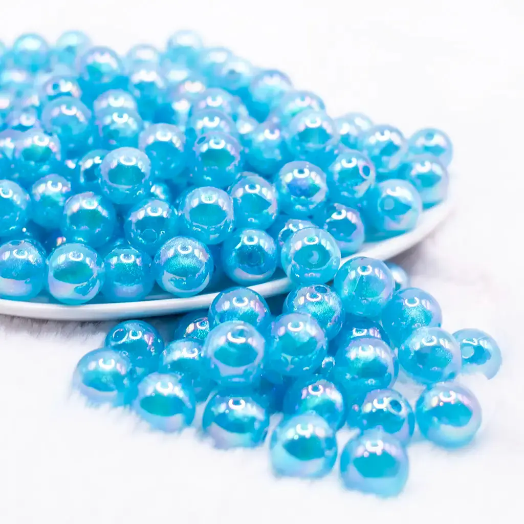12mm Blue Opal Bubblegum Beads - 20 Count