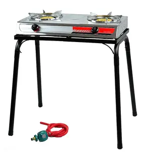 XtremepowerUS Outdoor 2-Burner Stove with Manual Ignition Piezo-Electric Function 12,000 & 15,000 BTU Fuel Heavy-Duty Portable Tabletop Cooking Power
