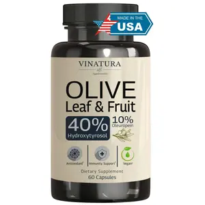 Olive Leaf Extract Hydroxytyrosol Supplement - 40% Hydroxytyrosol Olive Fruit Extract, 10% Oleuropein Olive Leaf Extract Capsules - 60 Capsules