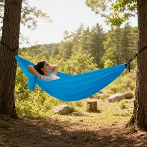Outdoor Camping Hammock with Mosquito Net - Nylon Fabric, Anti-Rollover Design, Automatic Quick-Open, Portable, Indoor Swing Option