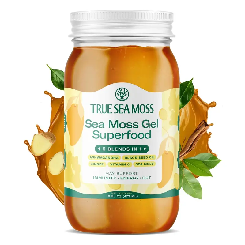 Sea Moss Gel – Made in USA – 5-in-1 Formula – Wildcrafted Seamoss, Ashwagandha & Sea Vegetables – Ashwagandha, Pack of 1 (Labels May Vary)