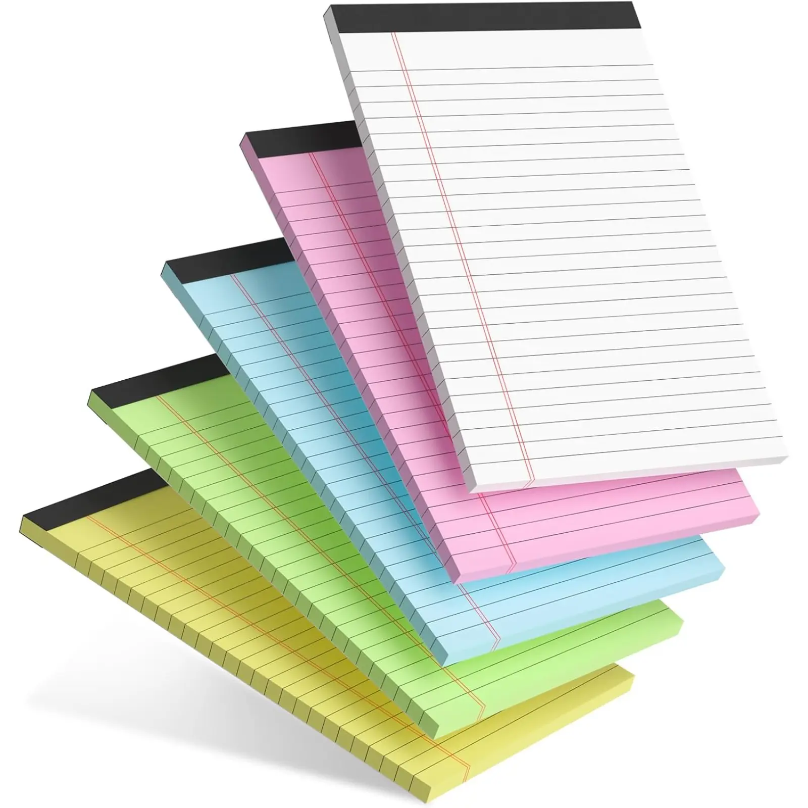 5pcs Perforated Narrow Ruled Note Pads (5x8 in, 30 Sheets/Pack) - Color Office & School Stationery for Students, Legal Writing Supplies by Sohochic