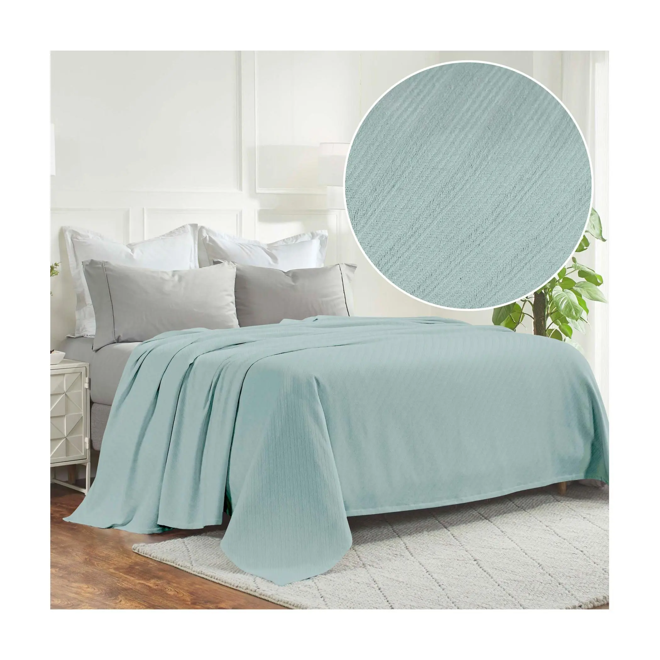 Superior Milan Cotton Textured Striped Woven Blanket,Cal King