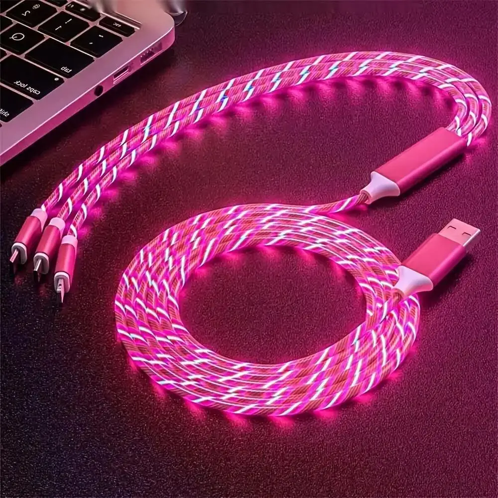 Portable Charger Cable, Silicone 3 In 1 Data Cable, Multifunctional Charging Cable, Durable Charging Cable, Type C Charging, USB Charging Cable for Smartphone, Data Transfer Cable Compatible with iPhone 14/13/12/11 Pro Max/iPad