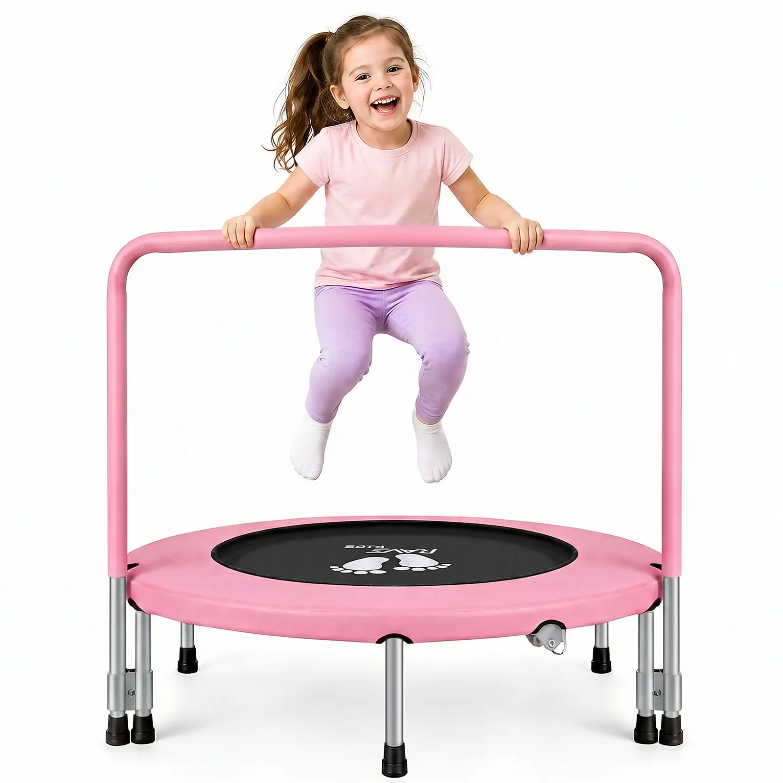 RAVS 36 Inch Toddler mini Trampoline for Ages 1-6 with SafetyPad & Adjustable Handle Easy Foldable Assembly for SafeFun