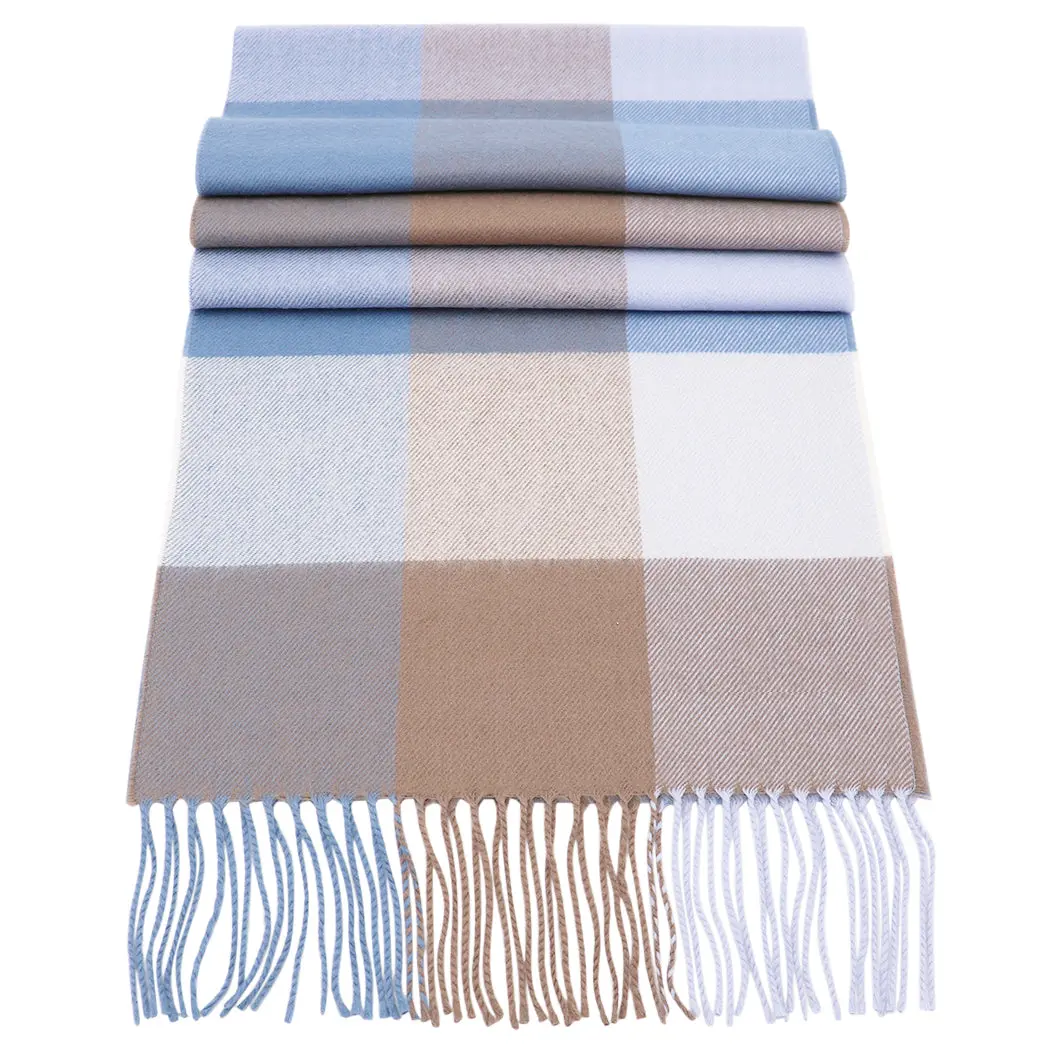 Modest Fashion Soft Acrylic Unisex Winter Pashmina Scarf - Solid, Lightweight, Gift-Ready, 66x12in Generous Size, 3in Fringe Edge, Cozy Cold-Weather Hijab Accessory (Chevron, Pinstripe, Plaid, Buffalo Check, Sky Blue, Taupe, Grey), Chevron Print