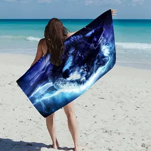 Three sizes of rectangular beach towels with wolf pattern – highly absorbent, breathable, quick-drying, large size, stylish appearance, yoga accessory, Mother's Day gift (suitable for beach, travel, pool, etc.), and also an ideal gift for friends.