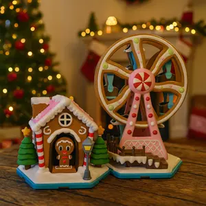 Koza Konnect Christmas House Series - Gingerbread Ferris Wheel Carousel Desk Top Decor