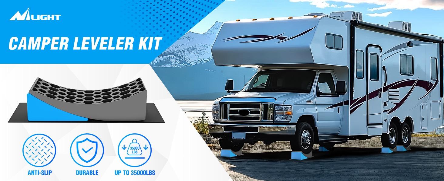 Nilight Camper Leveling Blocks, Leveling System for Single Dual Axle Travel Trailers, Suitable for More Types of Tyres, 2 Packs Nilight Camper Leveling Blocks, Leveling System for Single Dual Axle Travel Trailers, Suitable for More Types of Tyres, 2 Packs