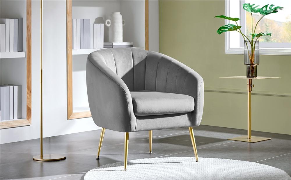 Yaheetech Modern Vanity Chair, Soft Accent Chair with Gold Metal Legs, Tufted Armchair Chaise Lounge for Living Room/Bedroom