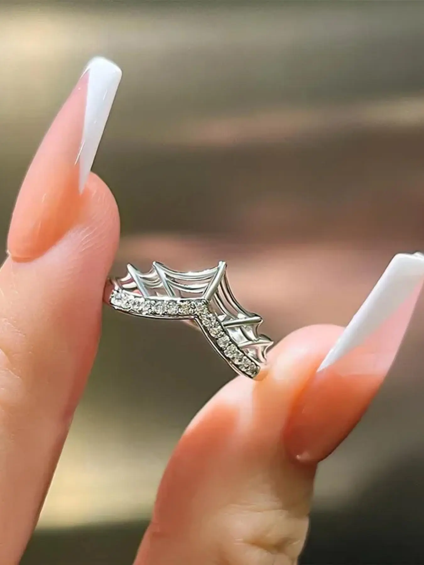 Spider Web Design Rhinestone Decorated Ring, Fashion Accessories for Women & Men, Fashion Jewelry for Party, Daily Clothing Decor, Trendy All-match & Exquisite Jewelry for Birthday Gift, Witchy Jewelry, Fashionable Jewelry