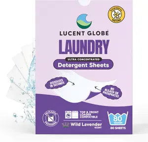 Lucent Laundry Detergent Sheets.Pre-Measured Laundry Sheets.Stain Removal.Works in All Clothes Washers.Smelling Laundry Detergent.(1 Pack - 80 Washes, Lavender)