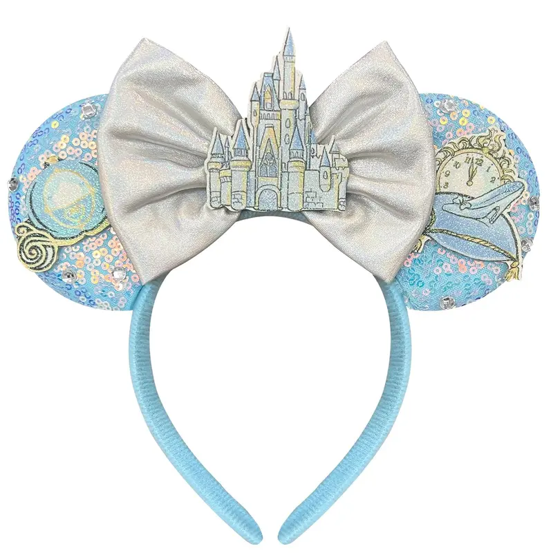 Disney Yellow Plush Ear Headband with Light Blue Bow and Purple Accent New Stitch Blueberry Lemonade Munchlings Ear Headband Arrive  main image 2