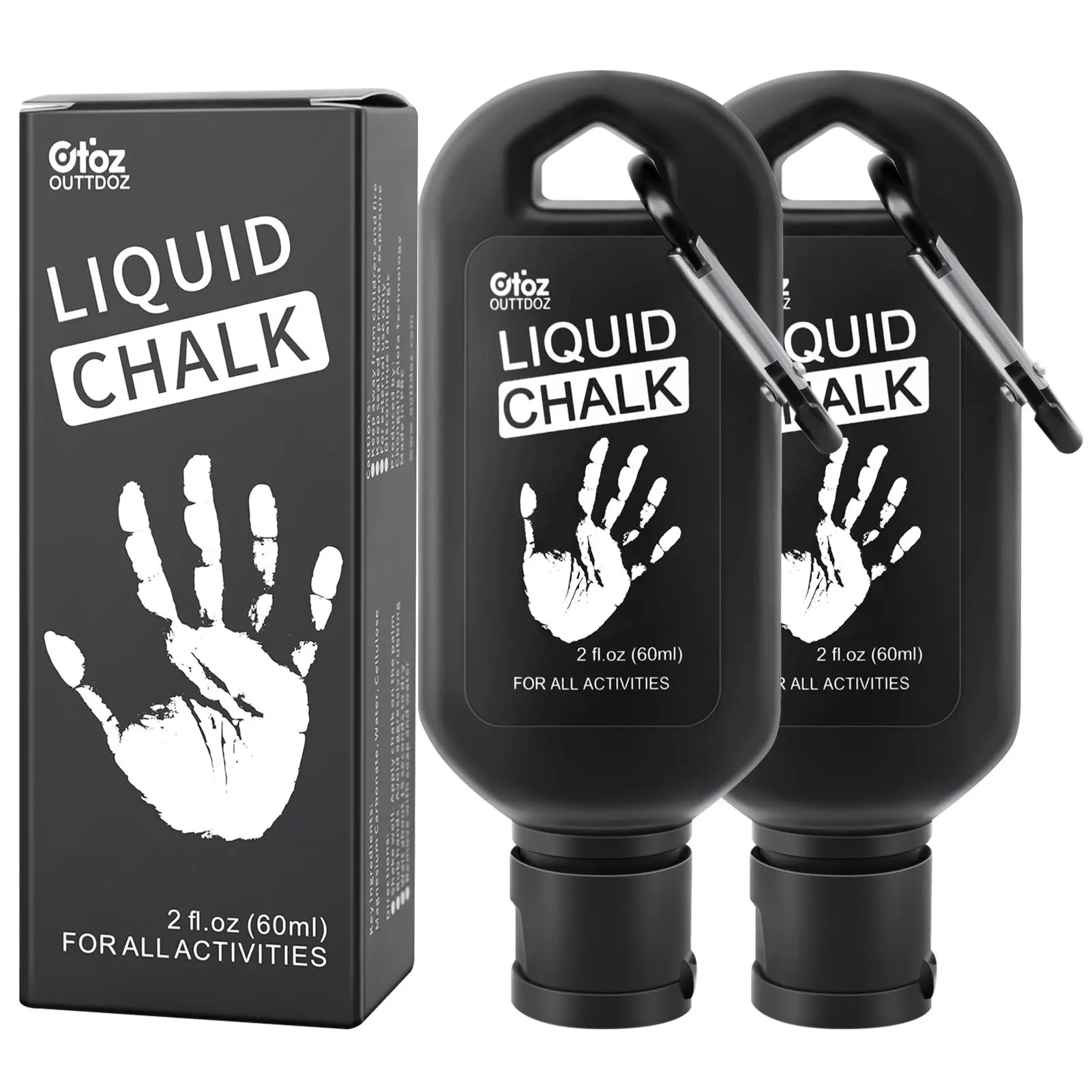 OUTTDOZ Liquid Gym Chalk 2-Pack, Quick-Dry Sport Formula for Enhanced Grip in Gymnastics, Weightlifting & Climbing - Compact 2 oz Bottles