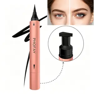PHOFAY Dual-Ended Liquid Eyeliner Cosmetic, Waterproof, Smudge-Proof Black Eyeliner Pen with Ultra-Fine Tip, Sweat-Resistant, Long-Lasting Eye Makeup Single Item