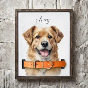 Personalized Dog Memorial Frame with Pet Photo | Custom Pet Remembrance Gift | Cat Collar Keepsake for Pet Loss | Pet Portrait Memorial Gift
