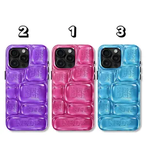 NeeDohS Cool Crush Ice Cube Phone Case, 3D Visual Printed Graphic Hard Phone Cover for iPhone 17 16 15 14 13 12 11 & Samsung S25 24 23 22 21, Shabby Chic Gingerbread Cover, Vintage Santa Claus & Pink Truck Design, Tough Protection, Perfect Gift