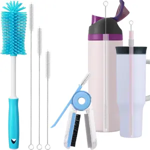 5 count Water Bottle Cleaner Brush Set for  24oz/32oz/40oz Cup,Multifunctional Bottle Brush and Long Straw Cleaner Brush,Cleaning Kit for //Yeti Tumbler Cup Accessories