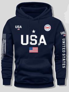 American flag printed hoodie men's fleece sweatshirt, American letter printed unisex casual knit pullover, suitable for students and couples autumn and winter fashion hoodie, 2026 spring pullover hoodie sports hoodie, vacuum compression shipping