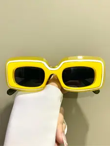 Y2K Style Rectangle Frame Glasses, Trendy Casual Glasses for Women and Men, Fashion Accessories for Everyday Use and Outdoor Activities, Trendy Beach Eyewear