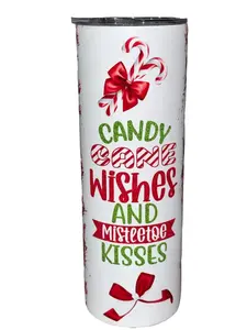 Candy Cane Wishes - Peppermints - 20oz oz 20 oz. 20oz. - Skinny Straight Sublimation Tumbler - Amy's Tumbler Junkies - Your Favorite Tumbler Shop!