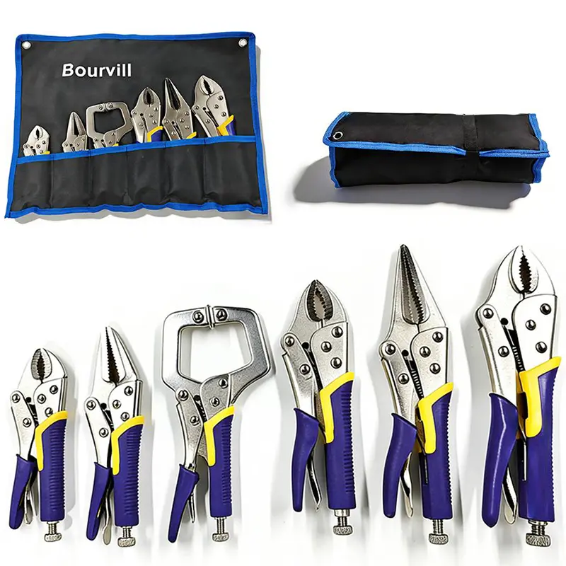 6-Piece Heavy Duty Vice Grip Set - Locking Pliers with C-Clamp & Roll Up Pouch,Must-Have for Mechanic & Home Repair #summervibes