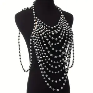 Handmade Faux Pearls Beaded Body Chain Ladies Summer Beach Accessories