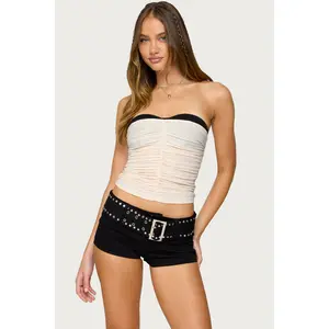 Contrast Bra Ruched Mesh Corset