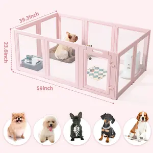 Clear Acrylic Dog Playpen Transparent Dog Playpen Indoor, rabbit proof fence Easy Cleaning Plastic Dog Puppy Fence (23.6" H,10PCS) dog gate indoor dog gate
