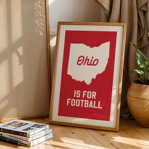 Retro Ohio State Poster, Football College Print, Vintage Sport Buckeyes Wall Decor, Gift For Ohioans Fan
