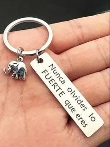 1/20pcs Men's Positive Energy Keychain,A Piece Of Men's Inspirational Positive Energy Elephant Powder Elephant Stainless Steel Keychain, Car Backpack Pendant Decoration