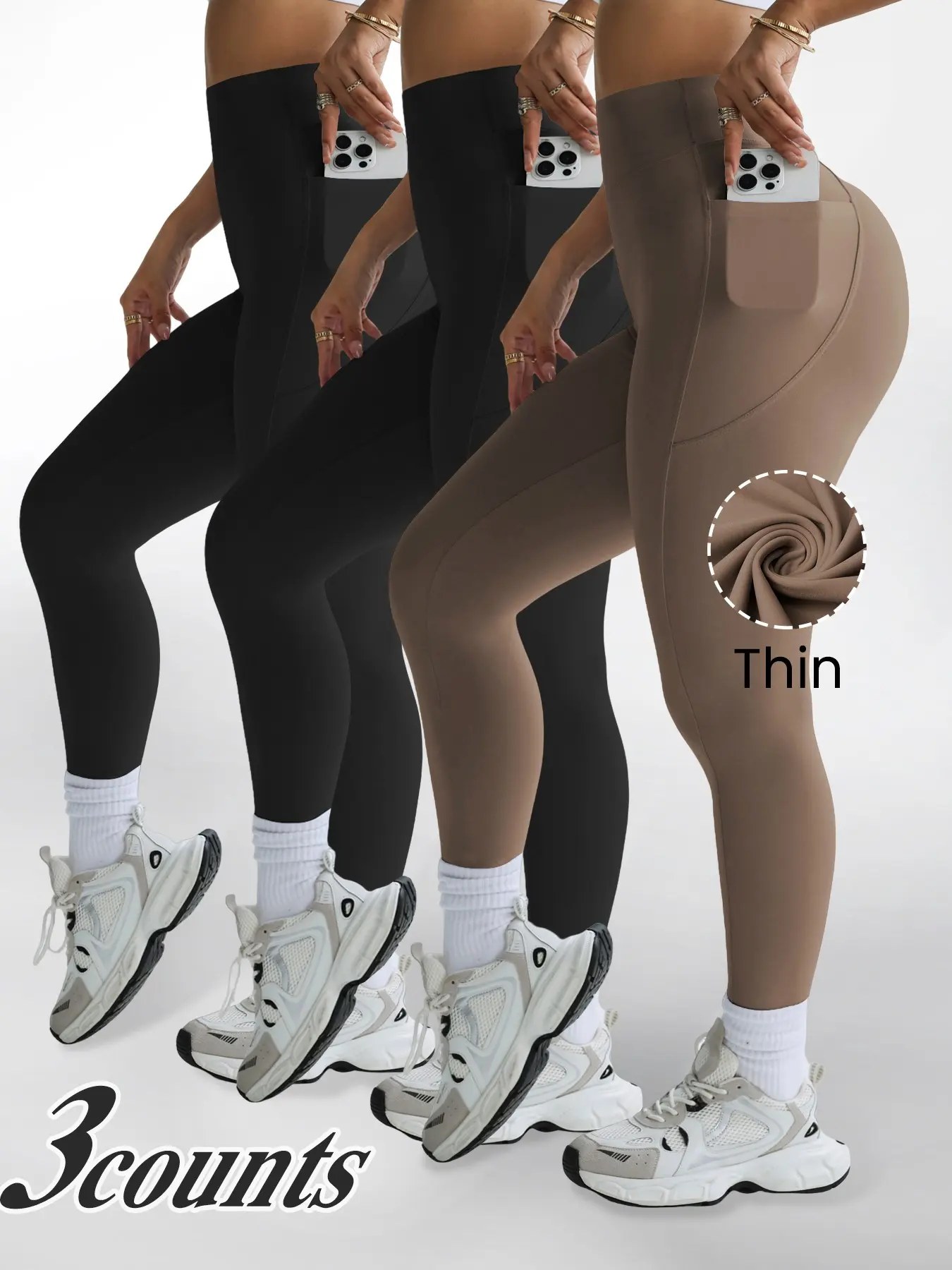 Keren High-Waisted Yoga Pants for Women, Stretchy Seamless Leggings with Pockets, Butt Lifting Design, Comfortable & Versatile, High Waist Activewear