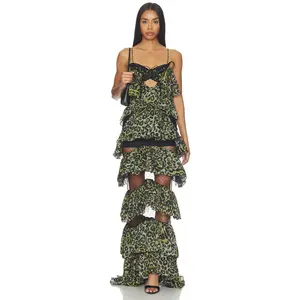 Blumarine Print Dress in Green BRONZE GREEN/MILITAR