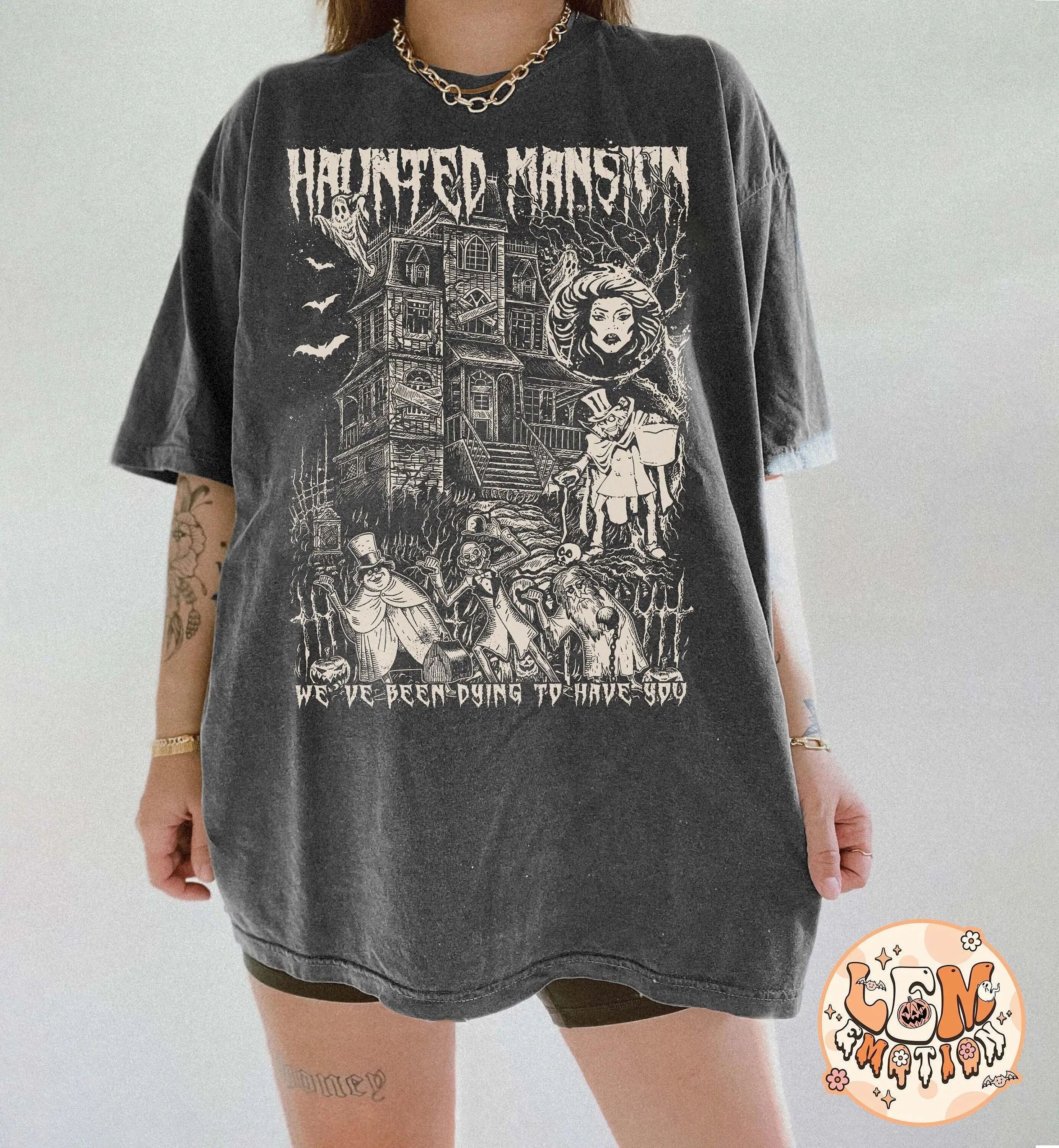Retro The Haunted Mansion Shirt,  Halloween T-shirt, Madam Leota Hitchhiking Ghosts, Halloween Matching  Shirt,Spooky Season Tee T-shirts, Crewnecks, Hoodies – Gifts Suitable for Anyone