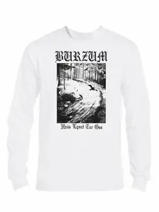 Burzum Hvis Lyset Tar Oss T-Shirt – White Long Sleeve Graphic Tee for Men Iconic Album Design Unisex Metal Band T-Shirt on Sale