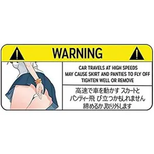 PK 2 JDM Funny Warning Sticker 5 Inch Decal for Bumper Travel at HIGH Speed May Cause Skirt and Panties to Fly Off Tighten Well OR Remove