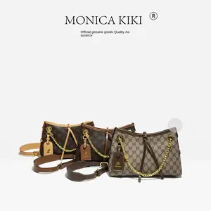 Monica Qiqi Fashionable Large Capacity Retro Affordable Luxury Airport Bag Women's Advanced Texture Fashionable Shoulder Messenger Bag Leather Satchel