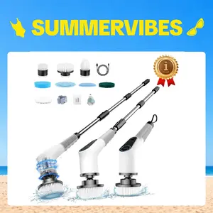 Dovety PowerSpin Electric Scrubber, Cordless Shower Scrubber, Cleaning Brush, with 8 Replaceable Brush Heads and 3 Adjustable Extension Handle, 2 Adjustable Speeds for Bathroom, Kitchen, Tub, Tile, Floor, Toilet, Household Cleaning Supplies #Summervibes