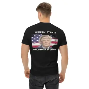 American By Birth MAGA By Choice Pro Trump 2024 US Flag Tee