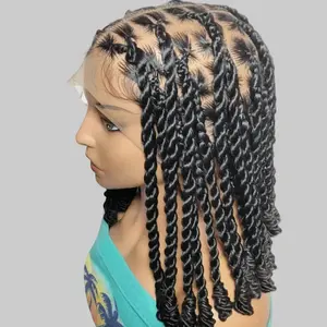 Large Knotless Braids Wig with Wrapped Ends. Protective Style