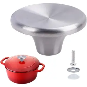 Stainless Steel Replacement Handle For Dutch Oven Knob, for Enameled Cast-Iron Dutch Oven Pot Lid Knob Replacement(Silver 1 Set)