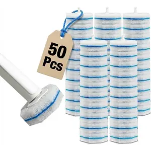 Toilet Bowl Wand Refills,Toilet Brush Refills,50 counts Toilet Bowl Wand Refills, Replacement Heads for Bathroom Washroom Cleaning Pads, Disposable Toilet Brush Refills Compatible with Household Brushes Scrubbers Cleaning Refill Pack, Cleaning Supplies
