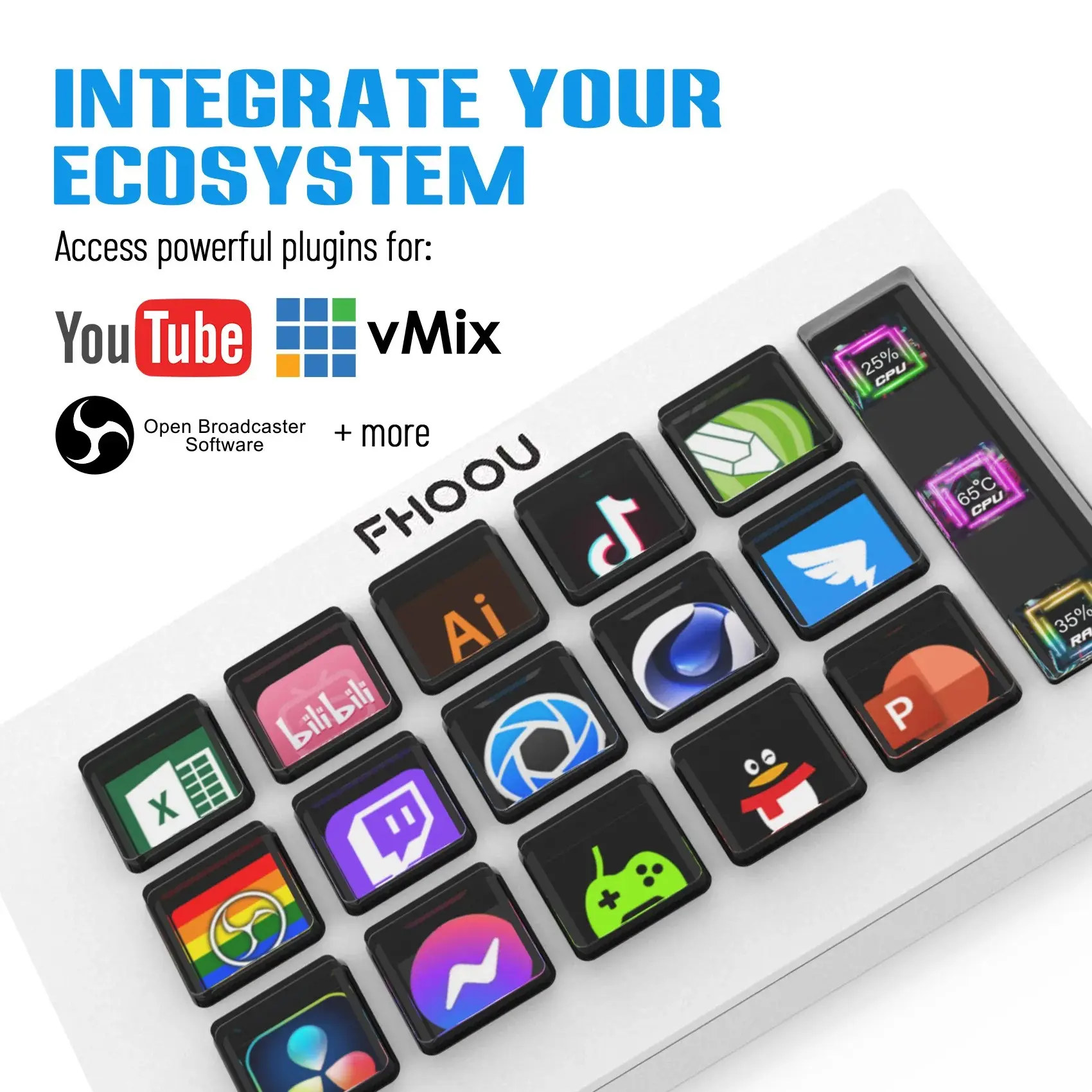 Stream Mini Visual Keyboard, Streaming Keyboard, Multifunctional Keyboard, Keyboard Shortcut Pad, 15-key LCD Button Live Content Creation Controller, Custom Button for Win/MacOS