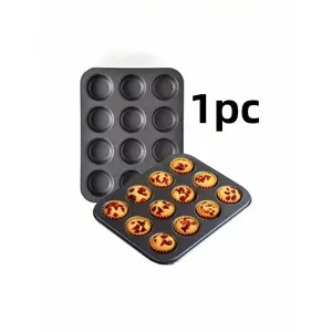 12-Cell Black Nonstick Muffin Tin Premium Cheesecake Baking Pan Durable Baking Supplies for Easy Release Baked Goods