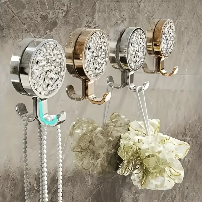 Glacier-Pattern Rotating Hook (Rose Gold) Wall Practical Hook Rotatable Plastic Strong Adhesive Non-Drilled 8pcs Stylish Wall Hook