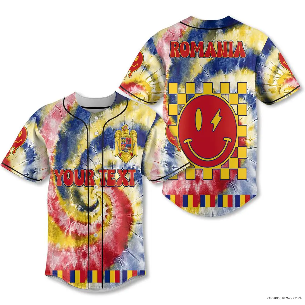 Romania Baseball Jersey Custom Tie Dye Style