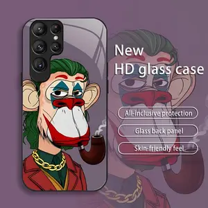 Applicable to [Galaxy S23 Ultra] high-end glass mobile phone case,bored cartoon anime monkey affordable, fully shockproof, drop-proof, wear-resistant-888