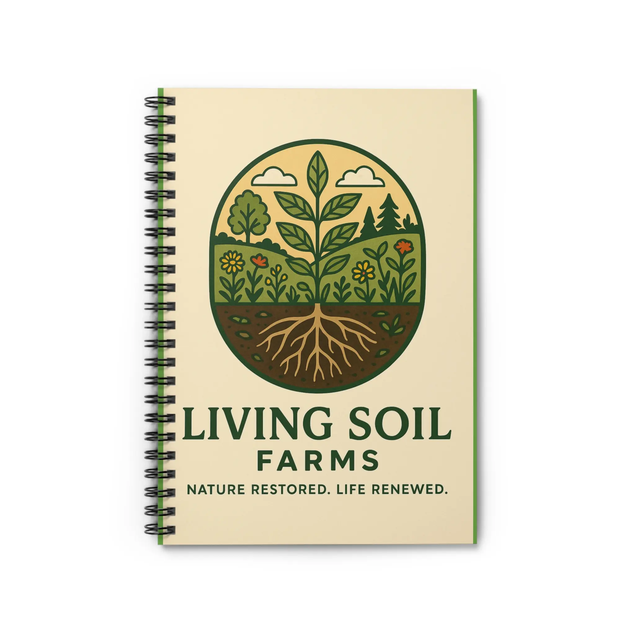 Living Soil Farms Spiral Notebook - Nature Themed Journal, Eco-Friendly Gift, Plant Lover's Diary, Inspirational Notepad, Gardening